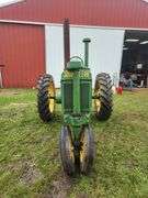 1937 John Deere A Tractor, NF, Flat cut off round Spoke Wheels, Runs & driv