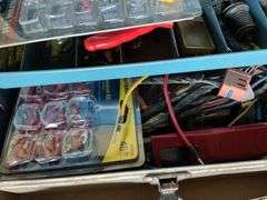 Metal Tackle Box with Assorted Wiring Tools, Electrical Connections