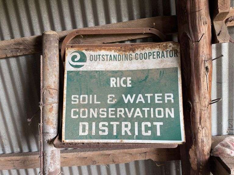 Rice Soil and Water Conservation District Tin Sign, Metal Wall Shelf - loca