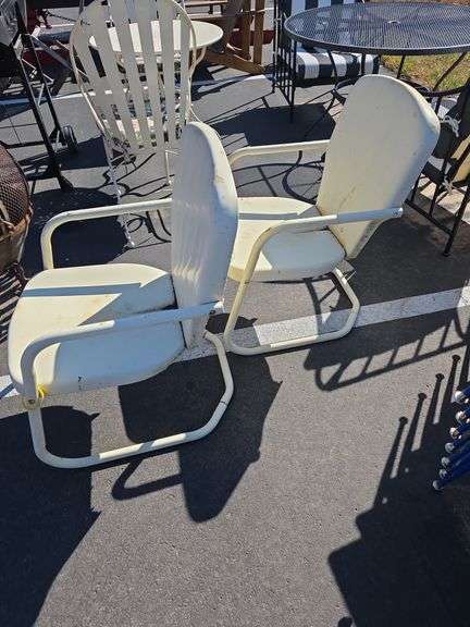 (2) steel vintage lawn chairs