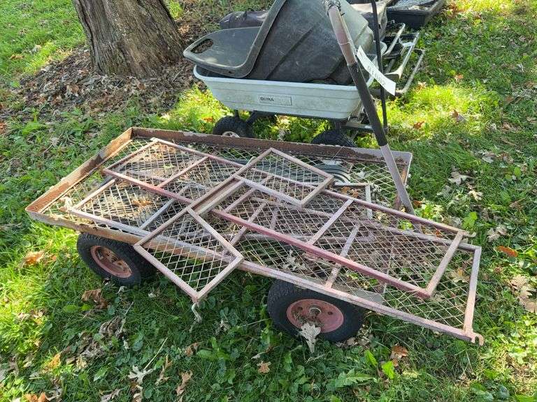 4 Wheel Metal Garden Cart with Sides