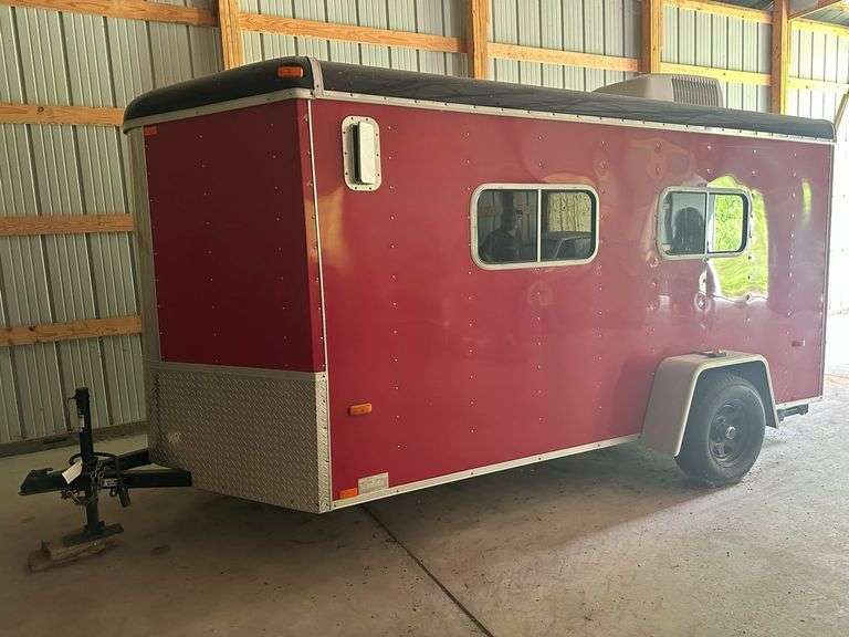 ***2003 Red Cargo Pro Trailer, Single Axle, Side Door, U Nose, Windows, Roo
