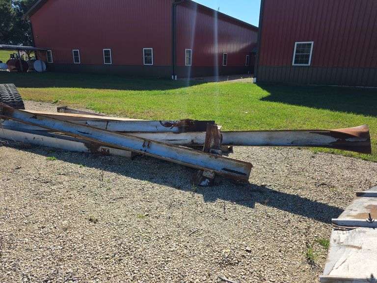 (8) Large metal beams, various lengths, some 17ft, some 12ft