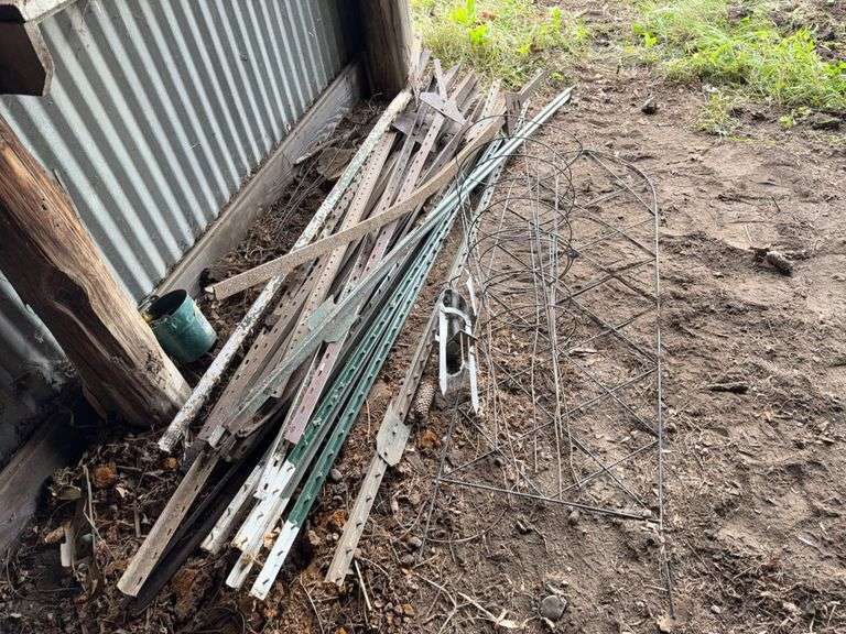 Steel Posts, Tomato Cages, Mole Trap - located in small shed