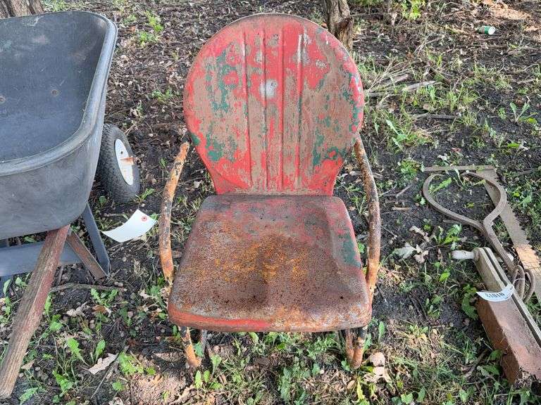 (2) Shell Back Metal Chairs, (1) Needs Frame