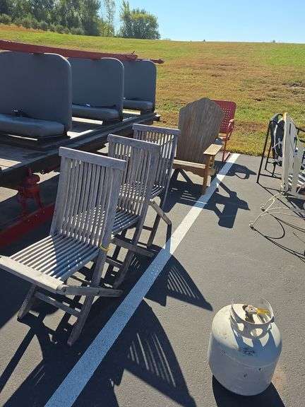 (4) wood chairs and 1 steel chair