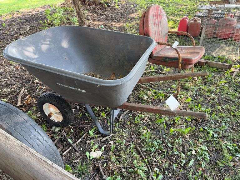Iron Brigade 2 Wheel Poly Wheel Barrow, Needs Tires