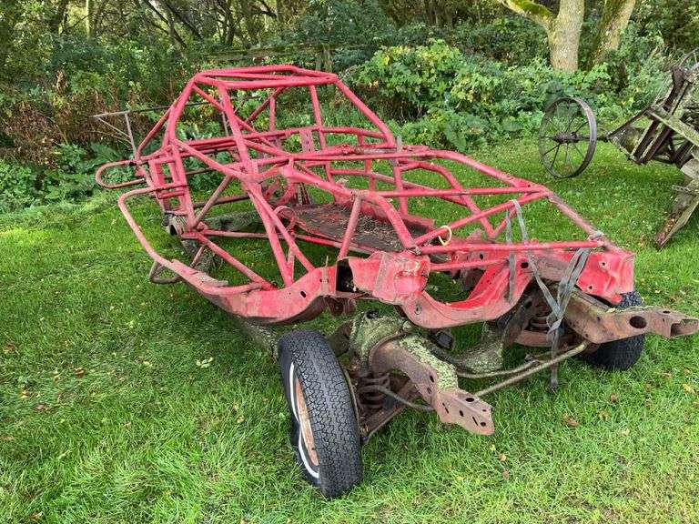 Chevelle front end and bent race car frame