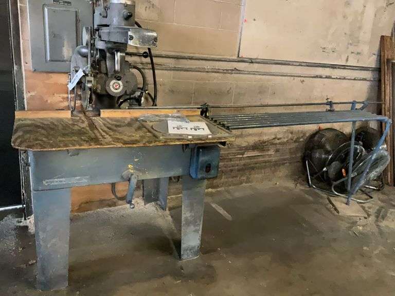 Rockwell 14” Radial Arm Saw on Metal Stand, has Side Extension, 3HP, 3 Phas