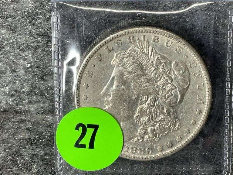 1880 Morgan Silver Dollar, Mint Marked “S”, Ungraded