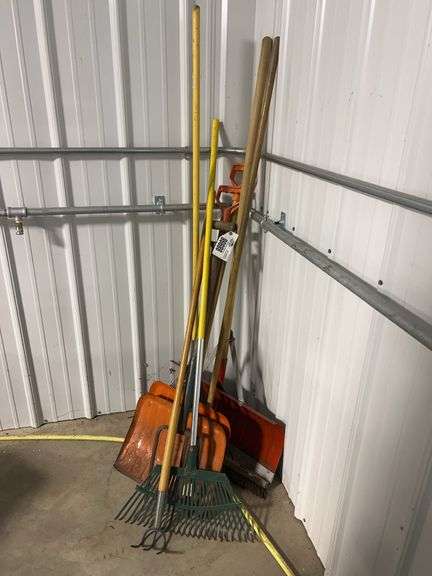Snow shovels, rakes, long handled tools