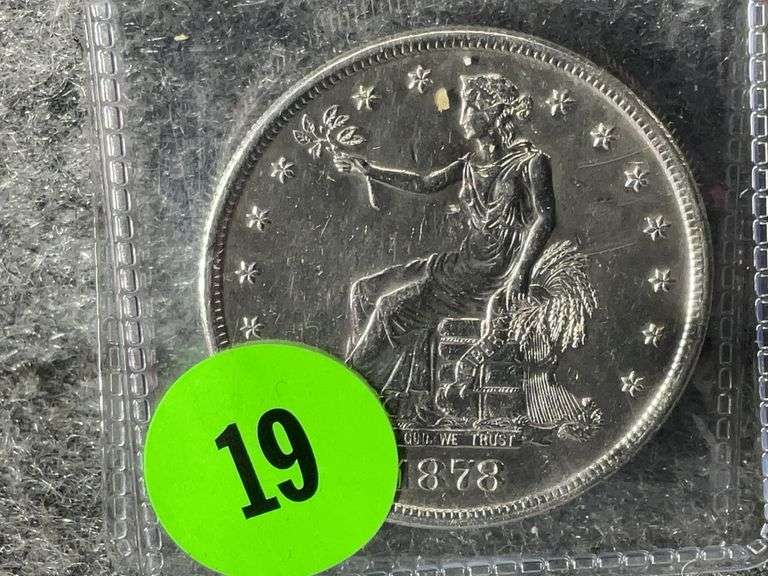 1878 Trade Silver Dollar Coin, Mint Marked “S”, Ungraded