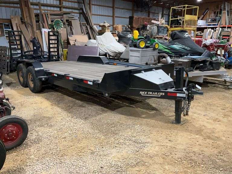 2014 Rice Tandem Axle Trailer 20’x82” Bumper Hitch D-Rings Ramps Good Floor