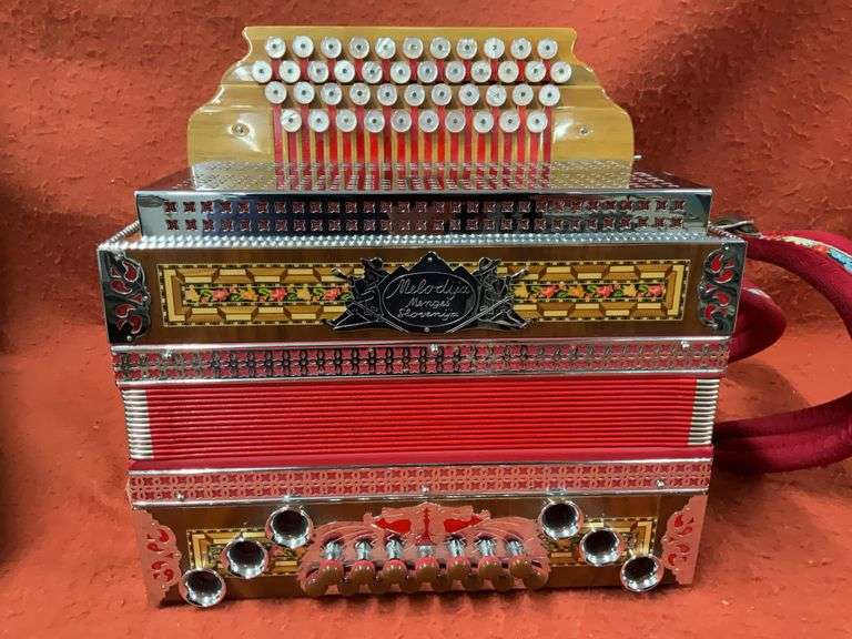 Melodija Menges Diatonic Button Accordion, Made in Slovenia, Wooden Finish 