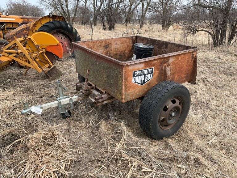 3PH Utility Dump Box Trailer, Custom Axle, Ball Hitch