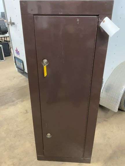 8 Gun Metal Cabinet, 55”x10”x21” with Key