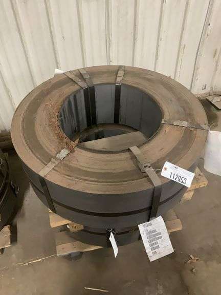 (1) Coiled Roll Of Steel Dimension .133x11.25 Total Weight 2370 Lbs Stored 