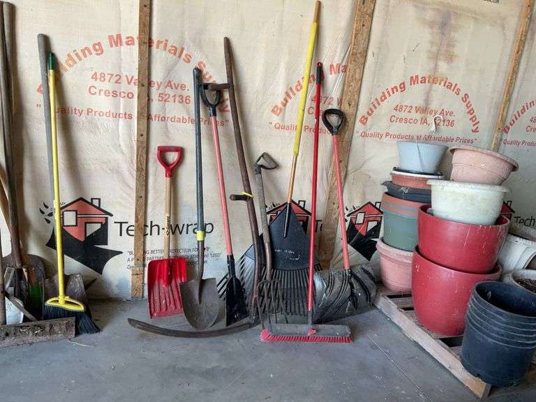 Scythe, shovels, rake, scrapper