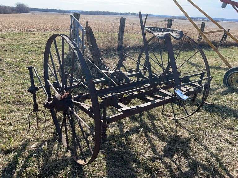 Antique Horse Drawn, Steel Wheeled Hay Tedder