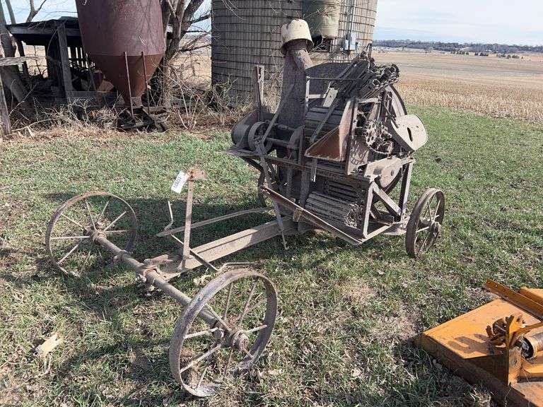 Antique Rumley Silo Filler on Steel Wheels