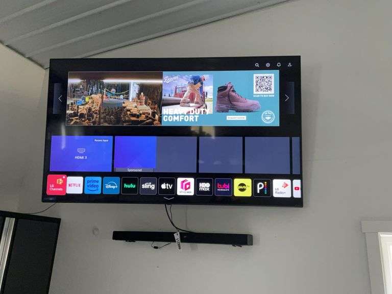 LG 60” Flat Screen TV With Mount Sound Bar