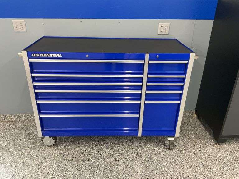 US General 11 Drawer Rolling Tool Chest Heavy Casters 59”x22”x42” Looks New