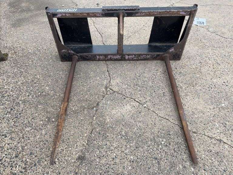 Notch 3 Tine Bale Spear, Universal Skid Loader Mount