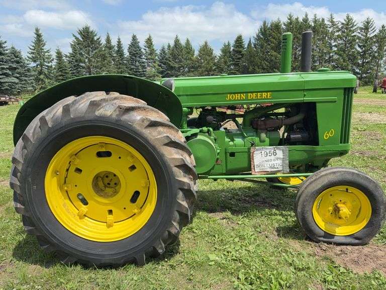 1956 John Deere Model 60 Gas Standard Tractor, Restored, 16.9-30 Tires, Dra