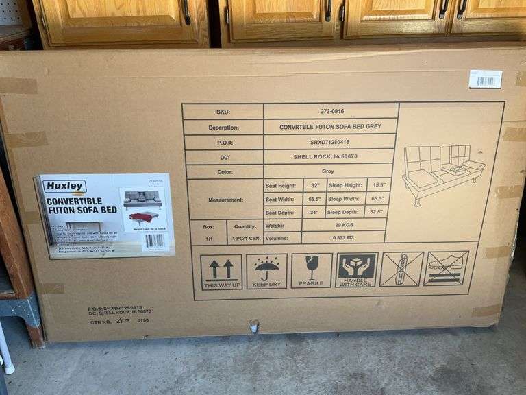 NIB Huxley Convertible Futon Sofa Bed, 32”x65.5”x35”