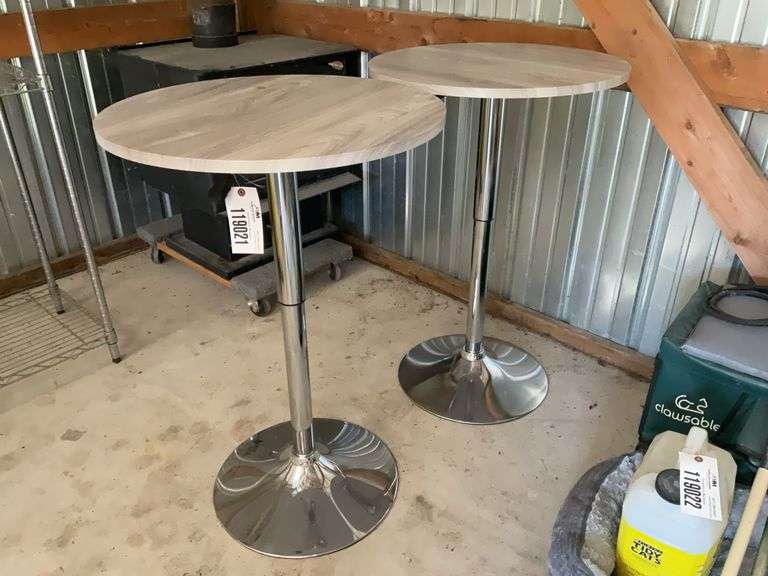 (2) 24” Diameter 4’ High Tables, Chrome Stands
