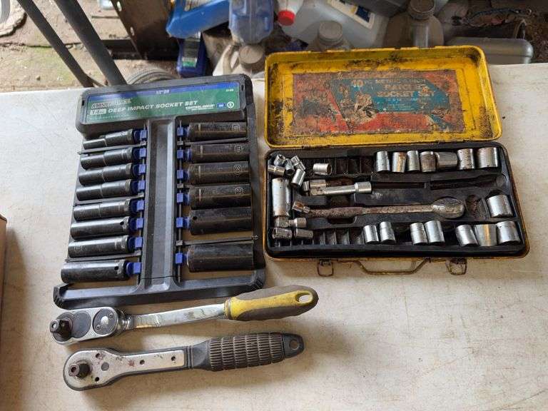 Masterforce 14 Piece 1/2” Drive Deep Impact Socket Set, (2) Ratchets, Other