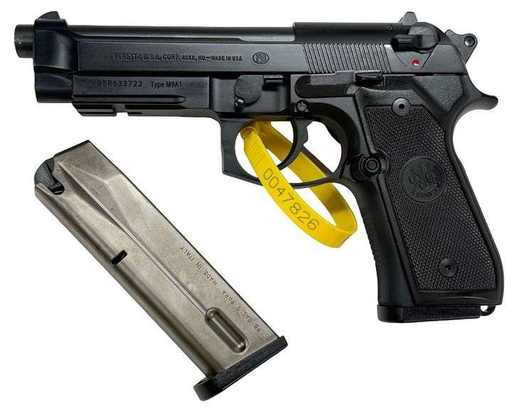 Beretta M9A1 Semi-Automatic Pistol, 9mm, SN: BER633722, (2) 15 Round Magazines, Gun Lock, Original Box, Original Case, Beretta Parts Cup, Beretta92FS Manual for Operation