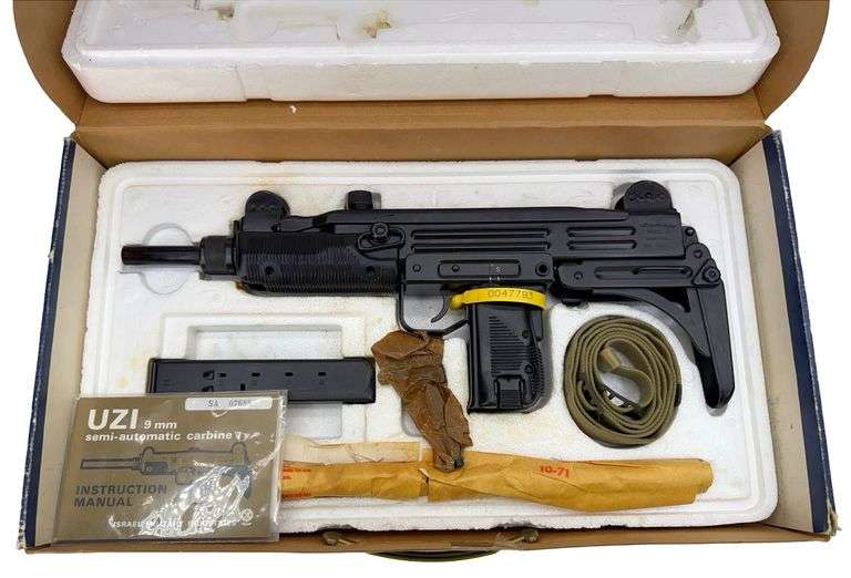 "Pre Ban" IMI Israel UZI A Semi Auto Rifle, SN: SA07688, 9mm, 25 Round Mag, Extra Barrel, Tan Sling, Original Box and Packaging, Original Manual