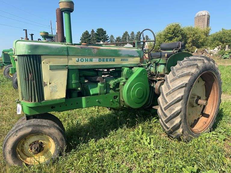 John Deere 720 Diesel Pony Start Tractor, Narrow Front Roll-A-Matic, Factor