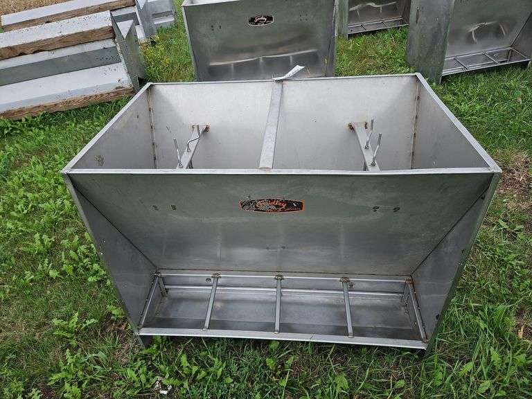 Smidley 40” Stainless Steel Double Sided Pig Feeder (located outside hoop b