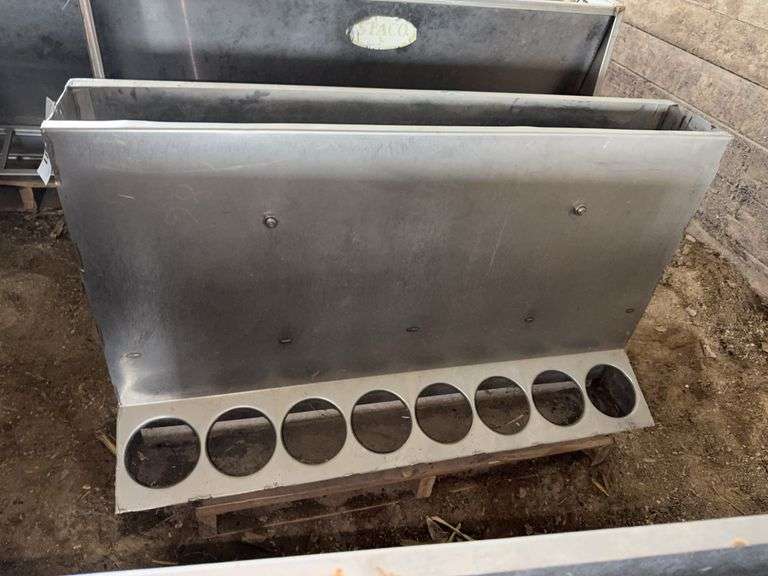 Stainless Steel 48" Double Side Pig Feeder, 16 Places (located hoop buildin