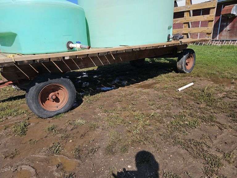 8' x 16' Flat Rack with Back on Cobey 7 Ton Running Gear(tanks not included