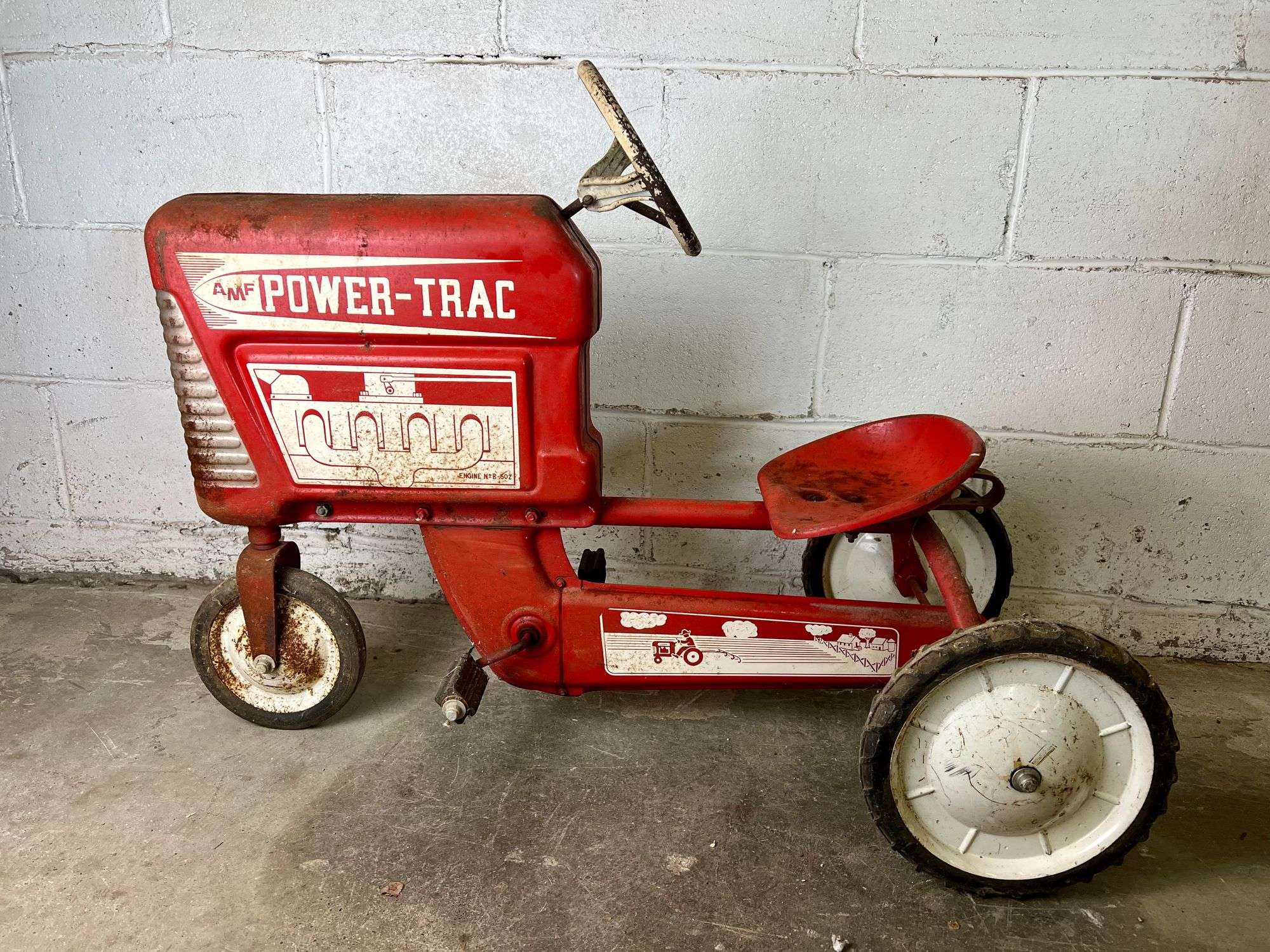 Vintage AMF Power-Trac Chain Drive Pedal Tractor Riding Toy