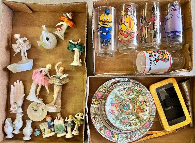Lot of Character Glasses, Figurines, Misc.