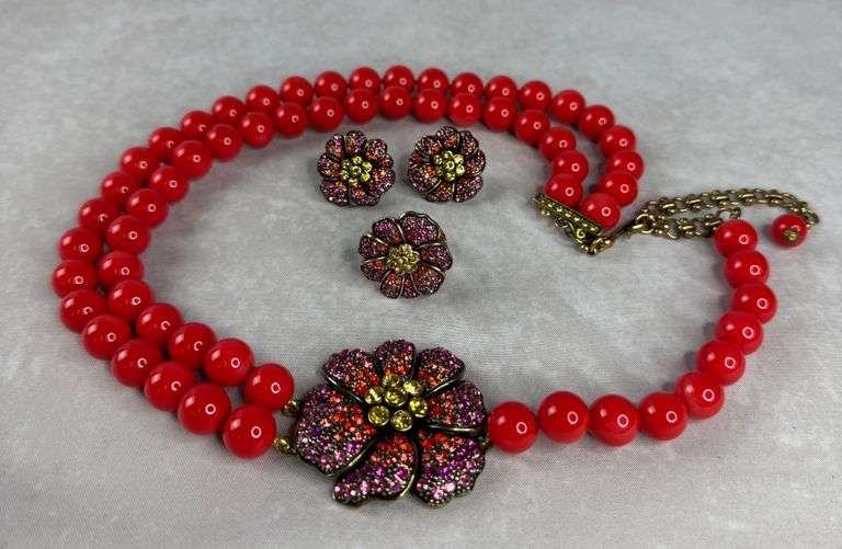 Heidi Daus Floral Necklace, Earrings & Ring