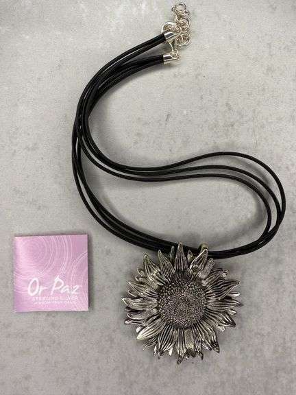 Or Paz Sterling Silver Sunflower Necklace with Box