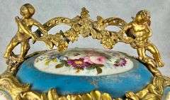 RARE Antique Gilt Bronze French Hand Painted Porcelain Cherub Jewelry Casket Music Box