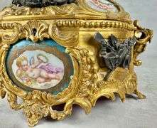 RARE Antique Gilt Bronze French Hand Painted Porcelain Cherub Jewelry Casket Music Box