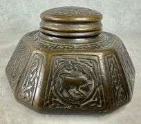 Antique Tiffany Studios New York Zodiac Bronze Desk Set 990 1000 1093