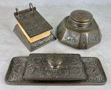 Antique Tiffany Studios New York Zodiac Bronze Desk Set 990 1000 1093