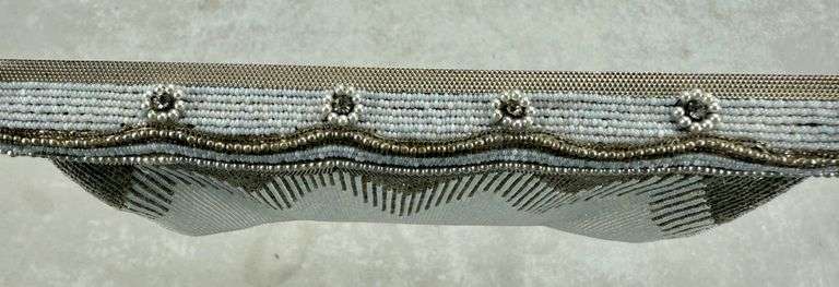 Vintage Made in France Beaded Rhinestone Hand Bag Purse
