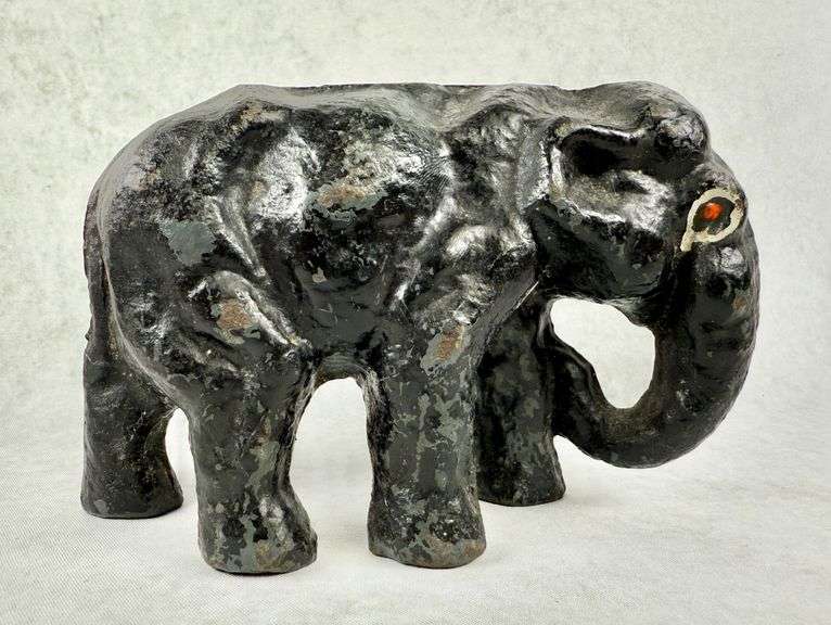 Vintage Cast Iron Elephant Figurine Doorstop