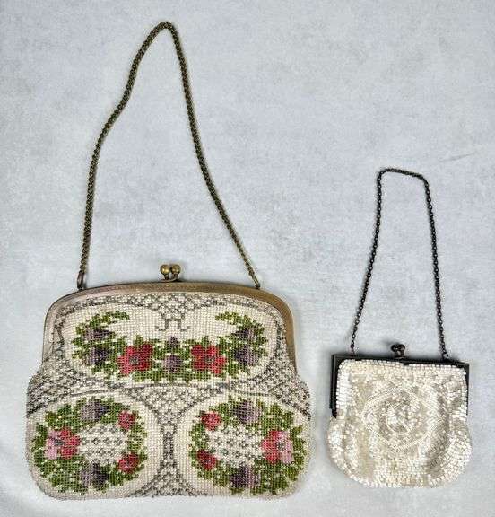 (2) Vintage Beaded Hand Bags Purses