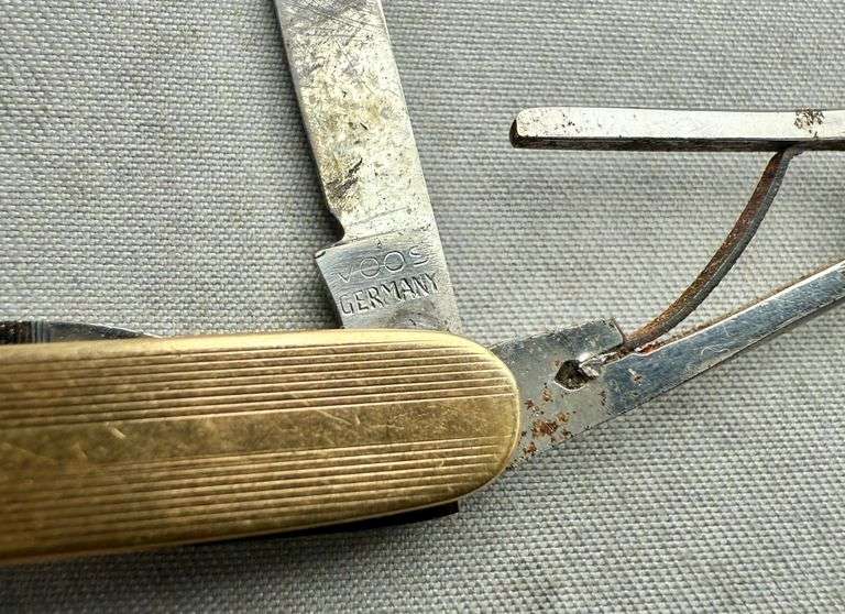 Vintage Voos R&B Co. 14K Yellow Gold Pocket Knife Scissors Nail File