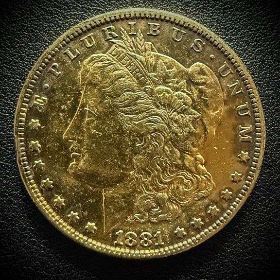 1881-S Morgan Silver Dollar $1 Gold Colorized